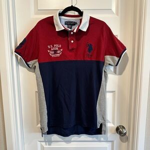 U.S. Polo Assn. Red and Blue Polo Shirt - EUC